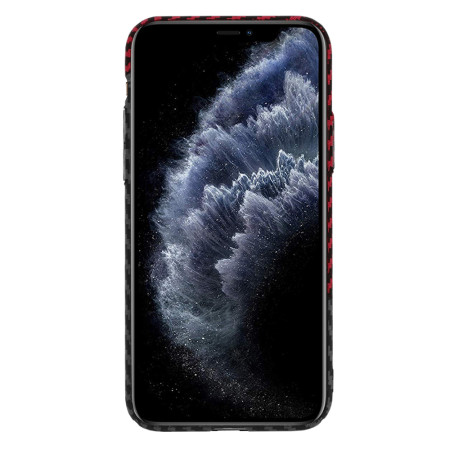 Husa Slim Carbon pentru iPhone 11 Pro - Protectie Premium FiberShell, Red Vortex