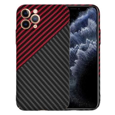 Husa Slim Carbon pentru iPhone 11 Pro - Protectie Premium FiberShell, Red Vortex