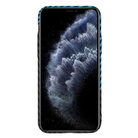 Husa Slim Carbon pentru iPhone 11 Pro - Protectie Premium FiberShell, Blue Pulse