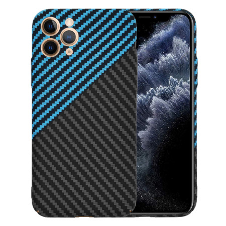 Husa Slim Carbon pentru iPhone 11 Pro - Protectie Premium FiberShell, Blue Pulse