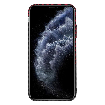 Husa Slim Carbon pentru iPhone 11 Pro Max - Protectie Premium FiberShell, Red Vortex