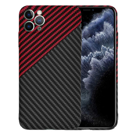 Husa Slim Carbon pentru iPhone 11 Pro Max - Protectie Premium FiberShell, Red Vortex