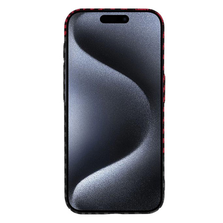 Husa Slim Carbon pentru iPhone 15 Pro - Protectie Premium FiberShell, Red Vortex