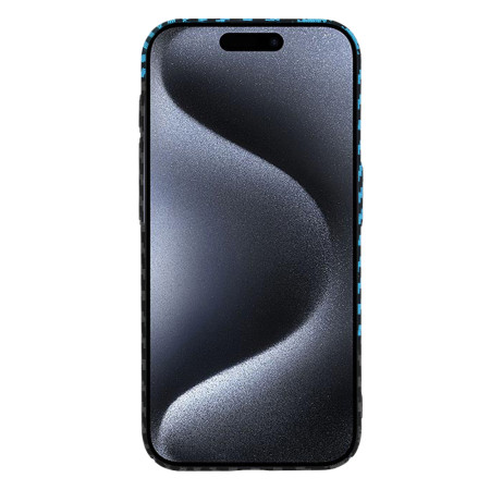 Husa Slim Carbon pentru iPhone 15 Pro - Protectie Premium FiberShell, Blue Pulse