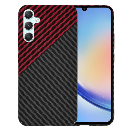 Husa Slim Carbon pentru Samsung Galaxy A34 5G - Protectie Premium FiberShell, Red Vortex