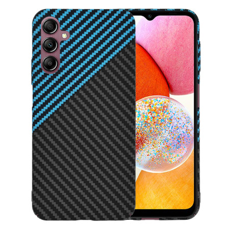 Husa Slim Carbon pentru Samsung Galaxy A14 4G / A14 5G - Protectie Premium FiberShell, Blue Pulse