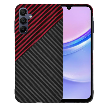 Husa Slim Carbon pentru Samsung Galaxy A15 4G / A15 5G - Protectie Premium FiberShell, Red Vortex