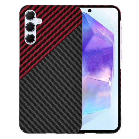 Husa Slim Carbon pentru Samsung Galaxy A55 5G - Protectie Premium FiberShell, Red Vortex