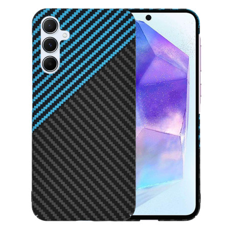 Husa Slim Carbon pentru Samsung Galaxy A55 5G - Protectie Premium FiberShell, Blue Pulse