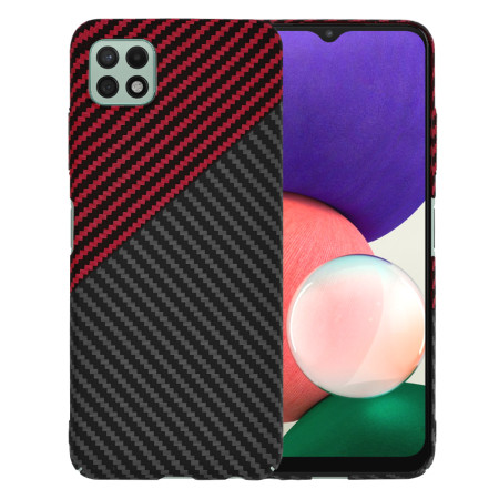 Husa Slim Carbon pentru  Samsung Galaxy A22 5G - Protectie Premium FiberShell, Red Vortex