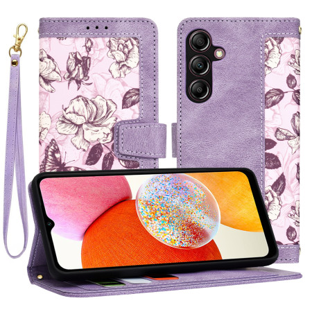 Husa FlipCraft pentru Samsung Galaxy A14 4G / A14 5G - Protectie 360, Design Floral, Mysterious Purple