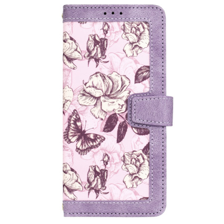 Husa FlipCraft pentru Samsung Galaxy A25 5G - Protectie 360, Design Floral, Mysterious Purple