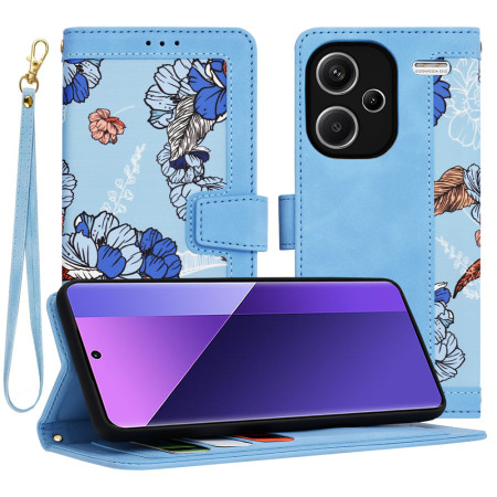 Husa FlipCraft pentru Xiaomi Redmi Note 13 Pro Plus - Protectie 360, Design Floral, Vibrant Blue