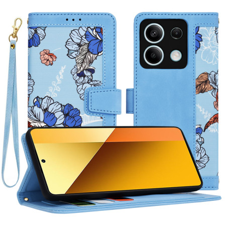 Husa FlipCraft pentru Xiaomi Redmi Note 13 5G - Protectie 360, Design Floral, Vibrant Blue