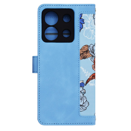 Husa FlipCraft pentru Xiaomi Redmi Note 13 5G - Protectie 360, Design Floral, Vibrant Blue