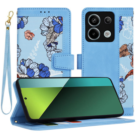 Husa FlipCraft pentru Xiaomi Redmi Note 13 Pro 5G / Poco X6 - Protectie 360, Design Floral, Vibrant Blue