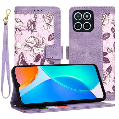 Husa FlipCraft pentru Honor X6 / X8 5G / 70 Lite - Protectie 360, Design Floral, Mysterious Purple