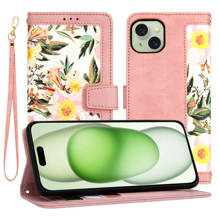 Husa FlipCraft pentru iPhone 15 Plus - Protectie 360, Design Floral, Sweetheart Pink