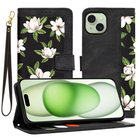 Husa FlipCraft pentru iPhone 15 Plus - Protectie 360, Design Floral, Flowers of the Dawn