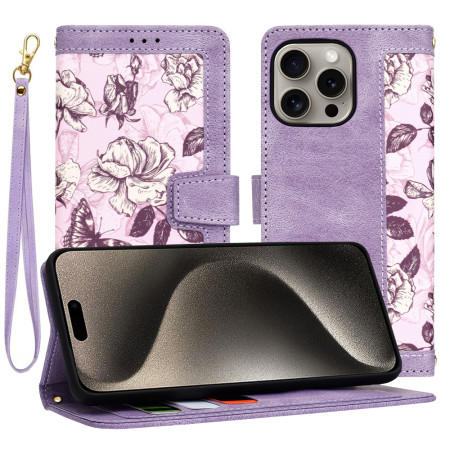 Husa FlipCraft pentru iPhone 15 Pro Max - Protectie 360, Design Floral, Mysterious Purple