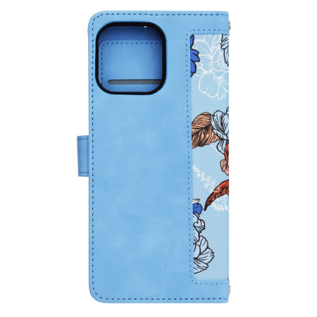 Husa FlipCraft pentru iPhone 15 Pro Max - Protectie 360, Design Floral, Vibrant Blue