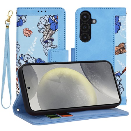 Husa pentru Samsung Galaxy S25 - FlipCraft - Design Floral - Vibrant Blue