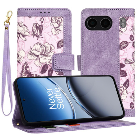 Husa FlipCraft pentru OnePlus Nord 4 - Protectie 360, Design Floral, Mysterious Purple