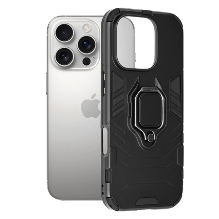 Husa pentru iPhone 16 Pro - ATT Ring, tip Suport, Negru