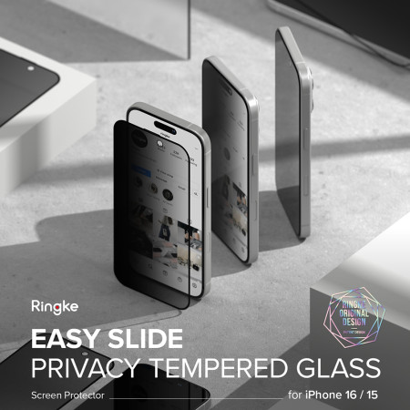 Folie pentru iPhone 16 Pro (set 2) - Ringke Easy Slide Tempered Glass - Privacy