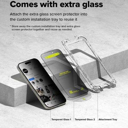 Folie pentru iPhone 16 Pro (set 2) - Ringke Easy Slide Tempered Glass - Privacy