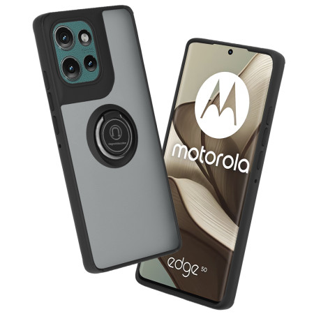 Husa pentru Motorola Edge 50 - Magnet Auto și Inel Rotativ, Premium, Negru