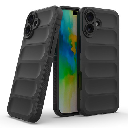 Husa Antisoc pentru iPhone 16, Margini Striate, Magic Shield, Black