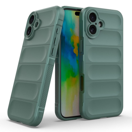 Husa Antisoc pentru iPhone 16 Plus, Margini Striate, Magic Shield, Green