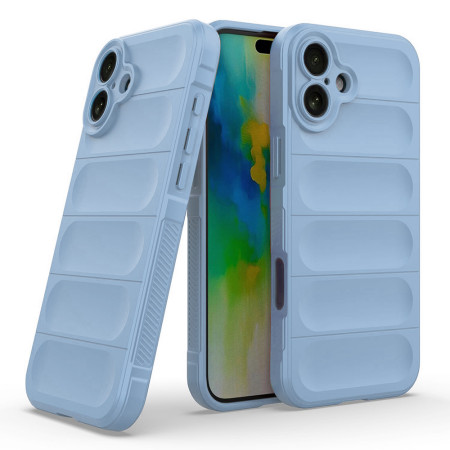 Husa Antisoc pentru iPhone 16 Plus, Margini Striate, Magic Shield, Bleu