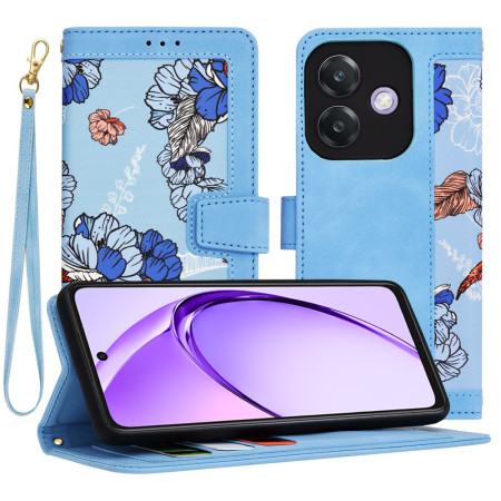 Husa pentru Oppo A40 4G / A60 5G - FlipCraft - Design Floral - Vibrant Blue