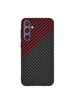 Husa pentru Samsung Galaxy S25 - CarbonFiber Slim - Red Vortex