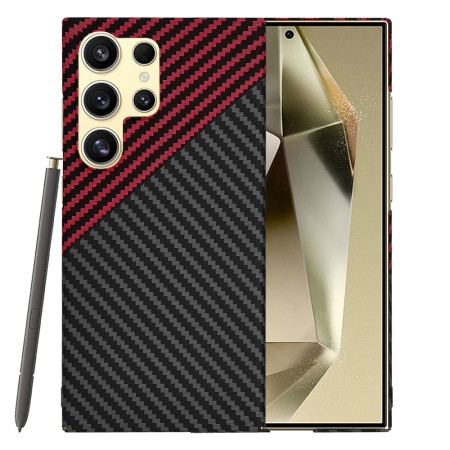 Husa pentru Samsung Galaxy S25 Ultra - CarbonFiber Slim - Red Vortex