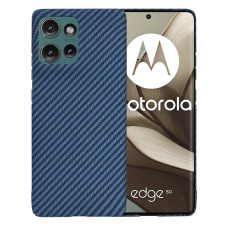 Husa pentru Motorola Edge 50 - CarbonFiber Slim - Cyan