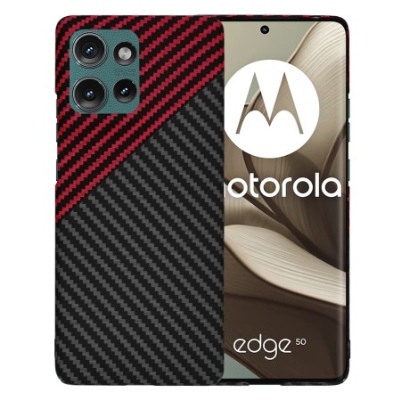 Husa pentru Motorola Edge 50 - CarbonFiber Slim - Red Vortex