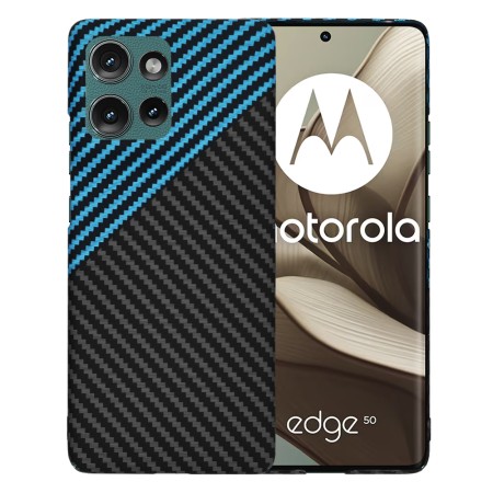 Husa pentru Motorola Edge 50 - CarbonFiber Slim - Blue Pulse