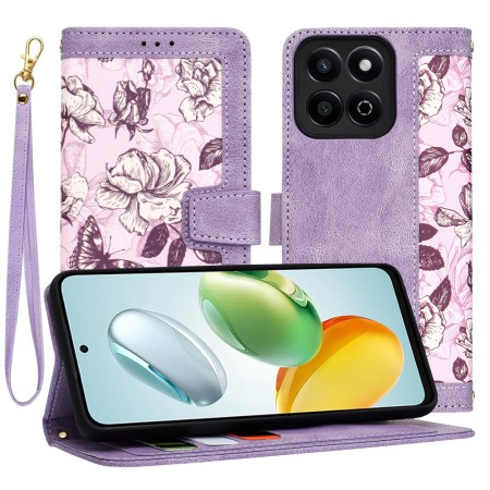 Husa pentru Honor 200 Smart / X7c - FlipCraft - Design Floral - Mysterious Purple