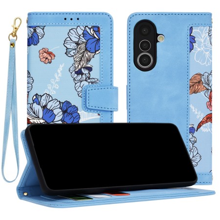 Husa pentru Samsung Galaxy A36 - FlipCraft - Design Floral -  Vibrant Blue