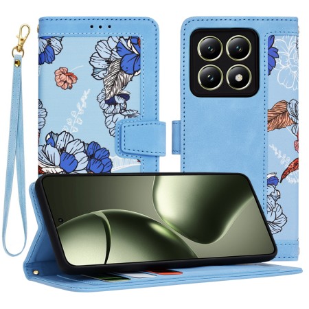 Husa pentru Xiaomi 14T - FlipCraft - Design Floral - Vibrant Blue