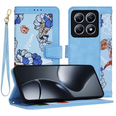 Husa pentru Xiaomi 14T Pro - FlipCraft - Design Floral - Vibrant Blue