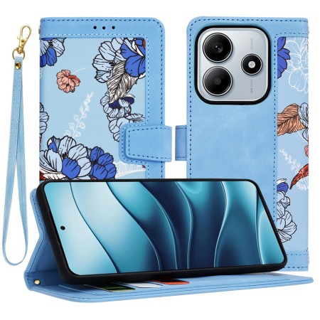 Husa pentru Xiaomi Redmi Note 14 - FlipCraft - Design Floral -  Vibrant Blue