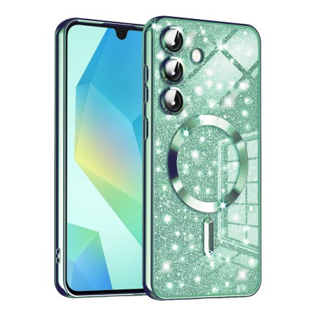 Husa pentru Samsung Galaxy A16, Glitter MagSafe, Atasare Magnetica, Light Green