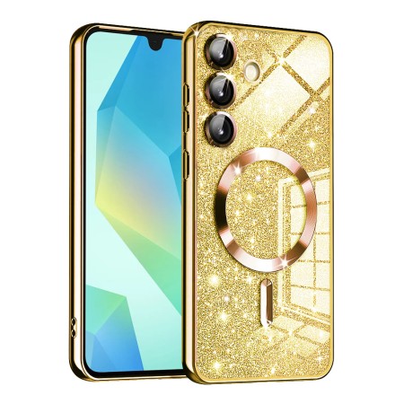 Husa pentru Samsung Galaxy A16, Glitter MagSafe, Atasare Magnetica, Gold