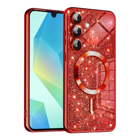 Husa pentru Samsung Galaxy A16, Glitter MagSafe, Atasare Magnetica, Red