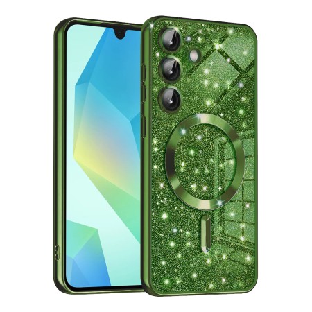 Husa pentru Samsung Galaxy A16, Glitter MagSafe, Atasare Magnetica, Deep Green