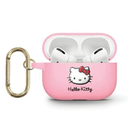 Husa pentru AirPods 3 - Hello Kitty Silicone 3D Kitty Head - Pink